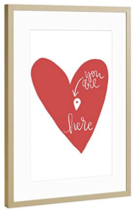 artboxONE Poster mit Rahmen Gold 75x50 cm You Are here von Sylvie Wagner - gerahmtes Poster