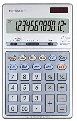 Sharp EL-339H Anzeigender Tischrechner, 12-stelliges LCD Anzeige, silber