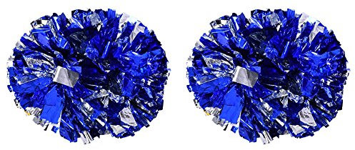 Cheerer Pompons Bunt,Pompons Cheerer Rosa,Cheerer Pompons Schwarz,Cheerer Pom Poms Cheering,1 Paar Cheerer Pom Poms Aero Cheering Pompons Metallic Für Tanzparty Schule Sport Wettbewerb(Silber + Blau)