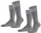 FALKE Happy Double Pack M So cotone tinta unita confezione di 2 paia, Calzini Uomo, Grigio Light Grey Melange 3390, 47-50