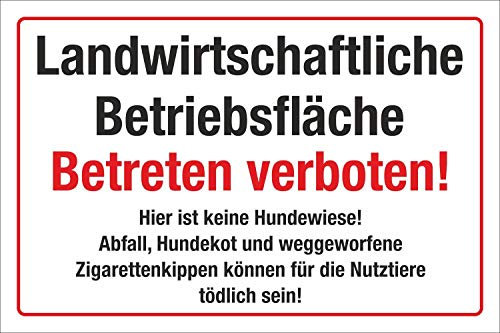 Schild Landwirtschaftliche Betriebsfläche Betreten verboten 3 mm Alu-Verbund 300 x 200 mm