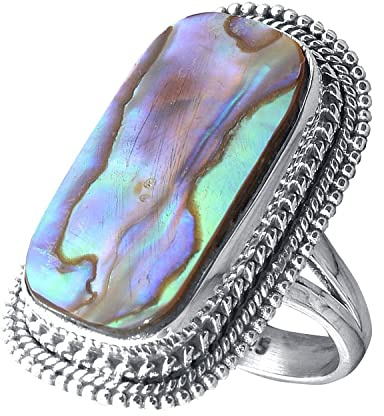 925 Sterling Silber handgefertigte Abalone Muschel Edelstein Ringe Schmuck für Frauen & Mädchen