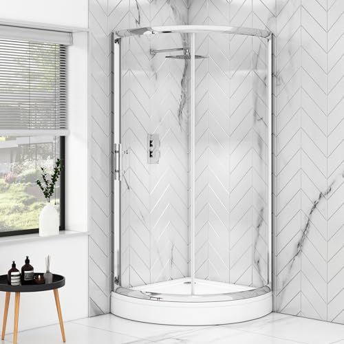 760 x 760mm Quadrant Shower Enclosure with High Rise Tray Single Sliding Cubicle Door 6mm Safety Tempered Glass Screen