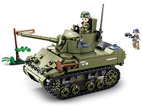 Sluban Klemmbausteine WWII - Leichter All. Panzer (344 Teile)[M38-B0856], Spielset, Klemmbausteine, Soldaten, mit Spielfigur, Army WWII, bunt, SL95716