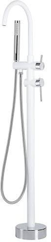 Robinet Mitigeur sur Pied en Inox Zinc et Laiton Blanc et Argenté 116 cm Tugela