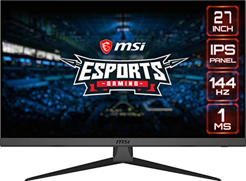 MSI Optix G272 Esports Gaming IPS Monitor - 27 Inch, 16:9 Full HD (1920 x 1080), IPS, 144Hz, 1ms, Adaptive Sync, Wide Color Gamut, Night Vision, Anti-Flicker, Less Blue light, Black