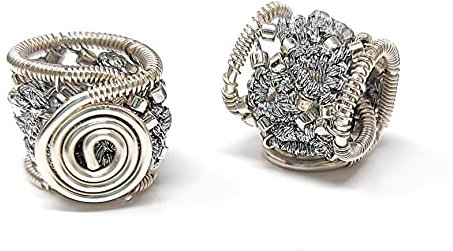Dreadperlen 12 Silber Metallic Spirale 2 Stück Dreadschmuck Haarschmuck für Dreadlocks, Braids und Hochsteckfrisuren (Ø 8 mm)