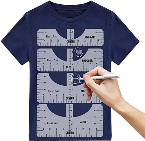 Upgrade 4 Pack Tshirt Ruler Guide, T Shirt Alignment Tools to Center Designs, HTV Vinyl and Heat Press Craft for Adult Youth Toddler Infant (Transparent)