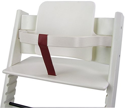 BAMBINIWELT Schrittgurt kompatibel mit Stokke Tripp Trapp Hochstuhl LEDERRIEMEN aus Echtleder (rot)
