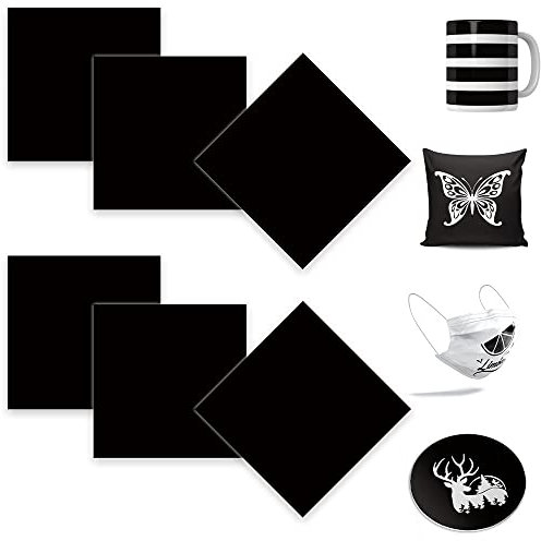 LUCKIGUCK Infusible Transfer Ink Sheets 6 piezas/conjunto, Heat Press Hojas de tinta de papel Transferencia Color sólido 30,5 X 30,5 Cm, Papel de sublimación preimpreso para taza (NEGRO)