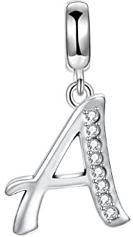 Charm Anhänger,Anhänger Aus S925-Sterlingsilber Mit Diamanten,Englischer Buchstabe A,Anhänger,Diy-Schmuckzubehör,Perlen,Perlenarmband,Lose Perlen