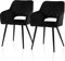 TUKAILAI Esszimmerstühle 2er Set aus Samt, Küchenstuhl Polsterstuhl mit Offener Rückenlehne,Armlehnen,Gepolstertem Sitz, Metallbeinen, Schwarz Stühle für Wohnzimmer,Esszimmer,Küche