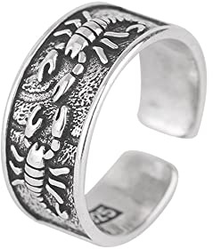 OIDIMS Modischer Skorpion-Ring für Männer und Frauen, Mädchen, coole Tiere, Punk, Vintage, Insekten, Statement, verstellbar, stapelbar, Mittelfingerband, Cocktail-Party, Hip-Hop, Herren-Schmuck,