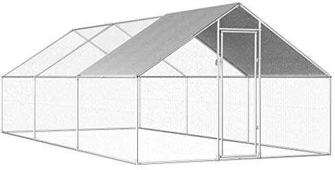 KOIECETA Hühnerstall Stahl Verzinkt Kleintierstall Freilauf Vogelkäfig (2,75x6x1,92m)