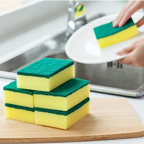 10 esponjas grandes y resistentes, estropajos de lavado y limpieza de platos de doble cara, absorbente, antiarañazos y reutilizable