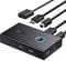 UGREEN HDMI 2.0 KVM Switch 4K@60Hz Mit Desktop Steuerung für 2 PC Share 1 Monitor und 4 USB Anschlüsse für Tastatur, Maus, Drucker, Webcam, Mikrofon