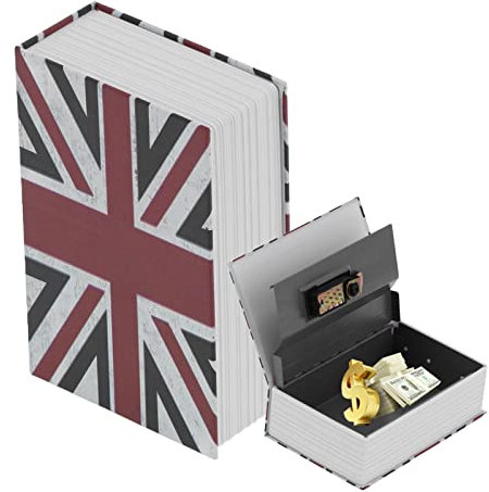 Natudeco Portable Diversion Book Safe Simulation Book Safe Box with Combination Lock Secret Hidden Metal Lock Box for Storage Money