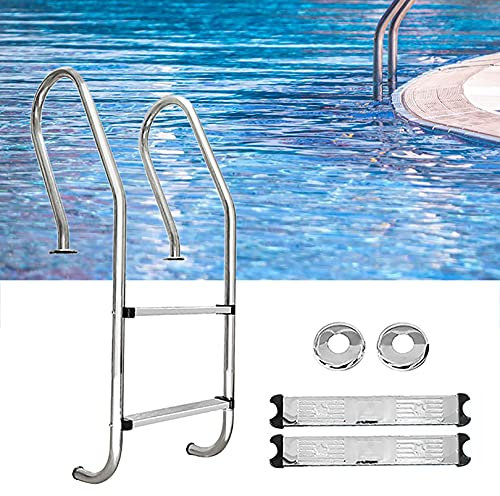 BYBDOG Échelle de Piscine pour piscines creusées, échelle de Piscine en Acier Inoxydable Robuste à 2 marches avec Pieds faciles à Monter, capacité de Poids de 150 kg
