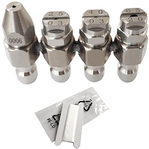 2,5 GPM Hochdruckreiniger-Düse 030, Jrod Spitze Wasserreinigung, weiche Waschdüse, J Rod 4-Wege-Waschspitzenhalter, 1/4 Zoll Schnellanschluss 0 ° 25 ° 40 ° 65 °