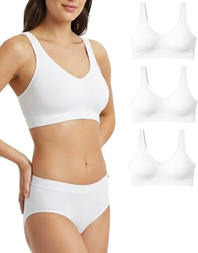 Risalti Reggiseno Senza Ferretto Spalla Larga 3 pz - Bralette Donna Senza Cuciture ed Etichette, Reggiseno Donna in Microfibra Elasticizzata, Brassiere, Top Morbido, Intimo - Made in Italy