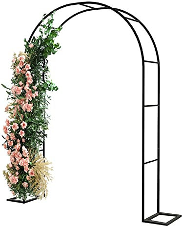 NOIRDA Enrejado De Arco De Jardín Grande para Fiesta De Ceremonia De Boda, Cenador De Pérgola De Metal para Varios Plantas Trepadoras, Decoración De Arco De Boda(Black,1.8x2.2m(5.9x7.2ft))