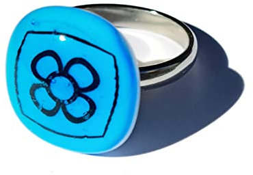 Anillo vidrio murano azul celeste panot 1 flor de Barcelona