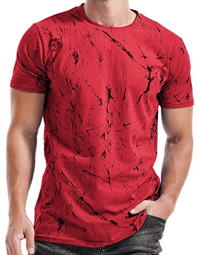 RONOMO Herren-T-Shirt mit modischem Print, Freizeit-Shirt, 3XL
