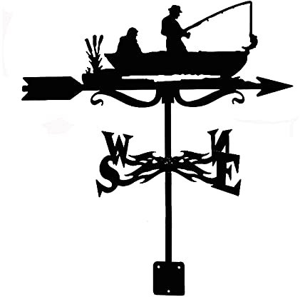 Wetterfahne Dachhalterung Wetterfahne Messwerkzeuge Angler Fuchs Segelboot Windrichtung Anzeige Wetterhahn für Terrasse Hof Ornament Dekoration (Angler)