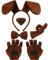 Cindeer 5 Stück Welpen Tier Cosplay Party Set inklusiv Hund Tier Haarreif mit Ohren Fliege Gefälschte Nase Party Hund Schwanz Welpen Pfoten Handschuhe Tierkostüm Zubehör für Halloween (Braun)