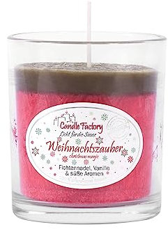 Candle Factory Party Light Duftkerzen aus pflanzlichem Stearin im Whiskey Glas, ca. 30h Brennzeit, Duft: Weihnachtszauber