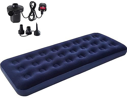 KARAN KING Comfort Series: AIRBED with PUMP | Plush Inflatable Mattress for Ultimate Sleep Experience | Rapid Inflation Technology | Waterproof and Durable | Camping, Travel, and Home Use (Single)