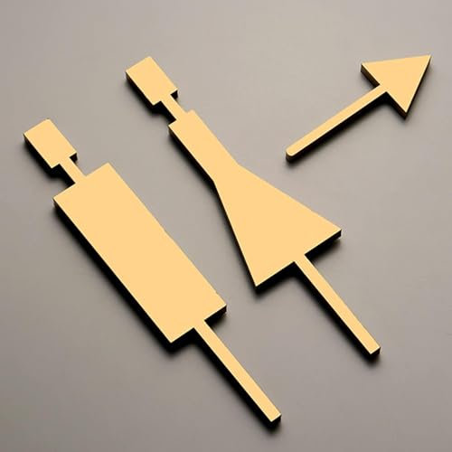 KOINEN Toilettenschild, Toilettenschild, Toilettentürschild, Toilettenrichtungsschild, Toilettenschild mit Pfeil, modernes Toilettenschild for Männer und Frauen, einfache Montage