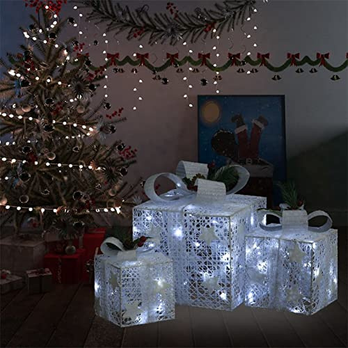 ARKEM Geschenkboxen Deko-Set 3 STK. Weiß Outdoor Indoor Weihnachten Outdoor Geschenke