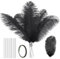 Crenze 10Pcs Straußenfedern 12-14Inch (30-35cm) mit Verlängerungsrohr Für Haus Hochzeitsdekoration Bietet(Schwarz)