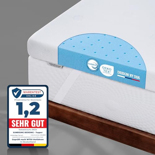 Topper 180x200 cm, Gel-Topper lindert Rücken- und Körperschmerzen, H2/H3, Premium Gelschaum RG 50, Matratzentopper ohne Geruch für Sensible geeignet, 7,5 cm hoch,120-Tage risikofreie Testphase