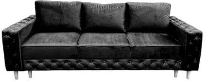 Ares Meble Komo Sofa Mit Schlaffunktion 240x98 cm - 3 Sitzer Mit Bettkasten - Samt Eleganz Couch - Wohnzimmer Sofas - Sofa Bed - Beine Weiß - Schwarz