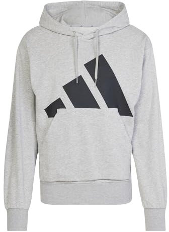 adidas Hombre Essentials Big Logo French Terry Hoodie, Medium Grey Heather/Black, M