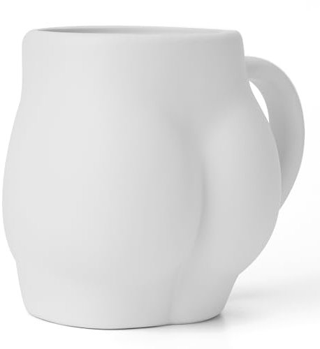 Große 550ml Keramik-Kaffeetasse, Funny Coffee Cup Butt Shape, Kaffeetasse Teetasse Mit Griff,Geburtstagsgeschenk für Freunde, Jungen, Frauen, Männer (Weiß)