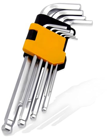 Avilia Sechskantschlüssel mit langem Arm – Set 9 Inbusschlüssel Größe 1,5 – 10 mm, aus Chrom-Vanadium-Stahl, mit langem Griff und Tasche