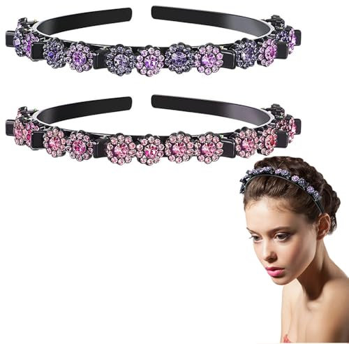 SSyang 2 Stück Haarnadel, Haarreifen mit Clips, Haarnadel mit Doppelfransen, rosa + lila