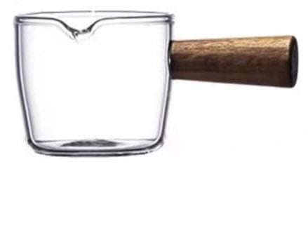 RKVXCJHDR water Cup Small Glass Cup With Wooden Handle, Milk Jug, Sauce Dish, Dipped Coffee Home Cup With Handle Insulated Tumbler(L)