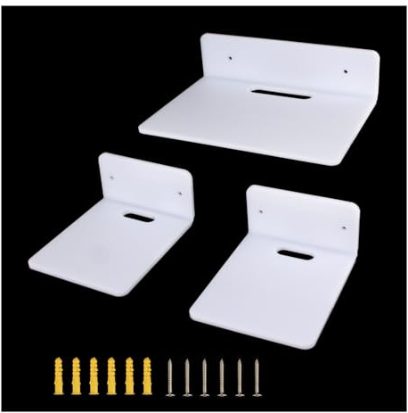 HQTS Petite Étagère en Acrylique Lot de 3 Tablette Flottante Blanc Mini Étagères Murales avec vis Les Dimensions sont respectivement de 14×12cm et 23×16.5cm