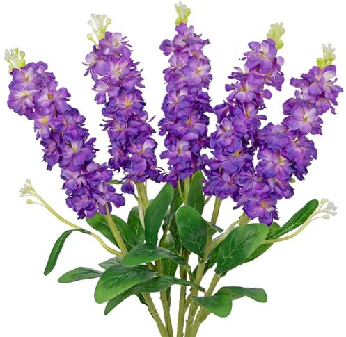 Arborus 5 STK Kunstblumen wie Echt 65 cm Lang Künstliche Rittersporn Kunstblüten mit Stiel Künstliche Frühlingblumen Deko Blumen für Vase Tisch Regal Deko im Wohnzimmer Schlafzimmer Büro