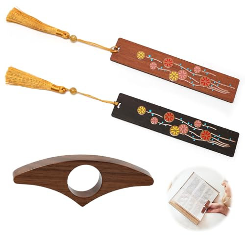 2 de marque page et porte page livre, bois porte page livre Convient pour Fans de livres, lecteurs, enseignants et étudiants(couleur B)