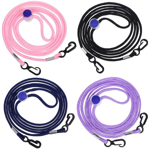 HANABASS 4pcs Glove Lanyard Adjustable Gloves Holder String Mitten Clips Ski Glove Lanyard for Kids Toddlers Adults Multi-function Glove Strap Nylon Glove Straps Chinstrap