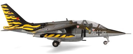Herpa Modellino Aereo Luftwaffe Alpha Jet A - Fighter-Bomber Wing 43 (JaboG 43), Oldenburg - NATO Tiger Meet 1991 Miniatura in scala 1:72, pezzo da collezione, modello con supporto, metallo
