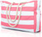 oscaurt Sac de plage à rayures - Sac de plage étanche - Grand sac de plage avec fermeture éclair - Sac de shopping pour femme - XXL - Famille - Sac à provisions - Sac à bandoulière - Sac de voyage,