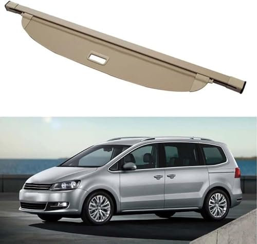 JIABAOCA Maßgeschneidert Einziehbare Laderaumabdeckung für VW Sharan 2012-2021,Auto Hintere Kofferraum Hutablage,Kofferraum Vorhang Zubehör