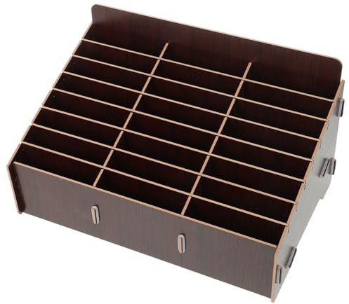 Cabilock Holz Handy-Desktop-Organizer, FäCher Aufbewahrungsboxes, Dunkelbraun, Multifunktionale Handy- Und Dokumentenaufbewahrung, Ideal FüR Zuhause Und BüRo