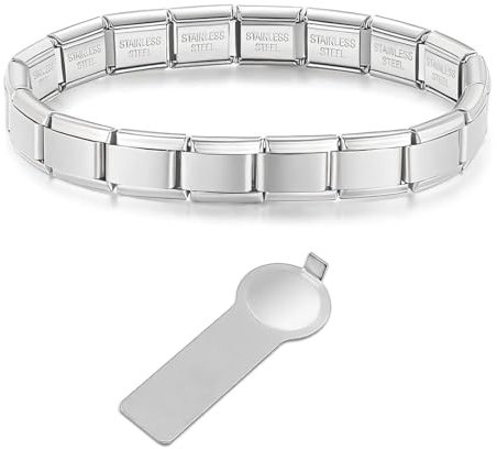 IKOPFLN 1 Stück Italian Charms Bracelet,9mm DIY Abnehmbar Module für Italienische Armbänder, Mit Entnahmewerkzeug Edelstahl Italian Charm Bracelet Charms, Italian Style Charms für Damen